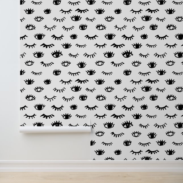 Papier Peint Joli Motif Doodle Eyelash (Application)