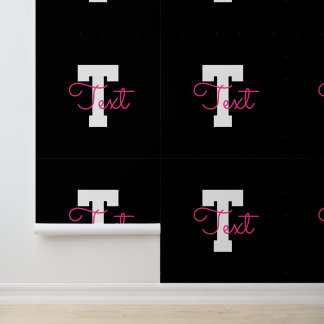 Papier Peint Joli nom et monogramme | Noir Blanc et Rose