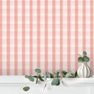 Papier Peint Joli Pastel Rose Crème Gingham Carreaux Rayure