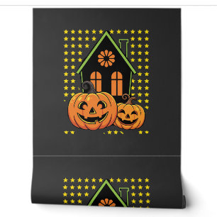 Papier Peint Jolie citrouille d'Halloween maison hantée étoile