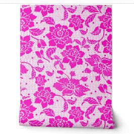 Papier Peint Jolie dentelle florale rose