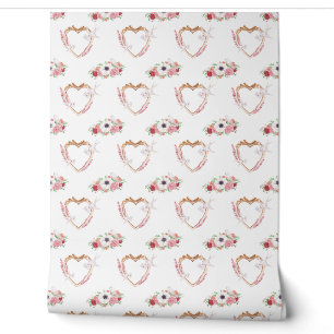 Papier Peint Jolie Fleur aux Coeurs