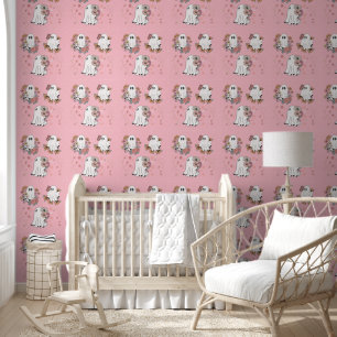 Papier Peint Jolie fleur fantôme enfants rose peigne et bâton