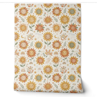 Papier Peint Jolie nurserie bohème au tournesol Soleil & motif