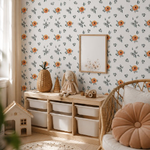 Papier Peint Jolie nurserie Boho Terracotta florale & verdure