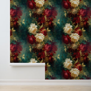 Papier Peint Jolies fleurs rouges blanches