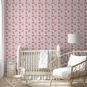 Papier Peint Jouer des chats et des chatons en rose