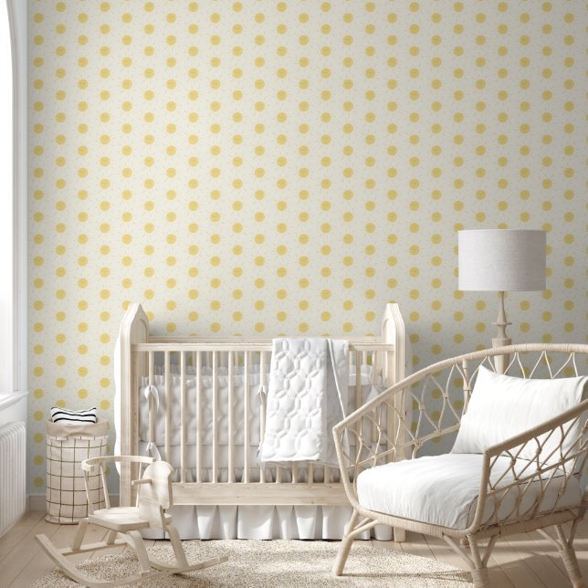 Papier Peint Joyeuse aquarelle jaune soleil (Enfants)