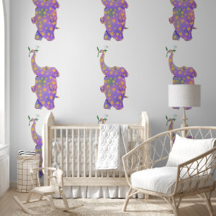 Papier Peint Joyeux éléphant avec marguerite