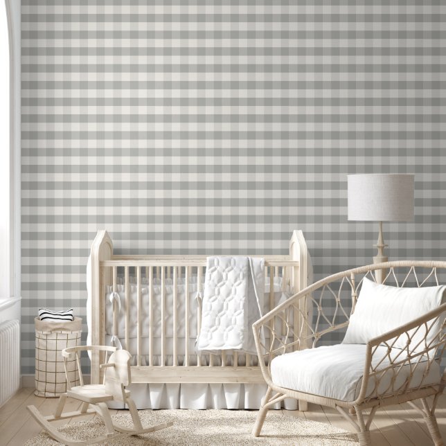 Papier Peint Jumbo Buffalo Check Plaid Soft Grey Off Blanc (Enfants)