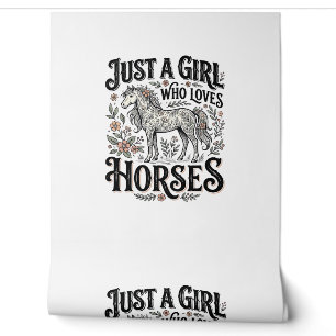 Papier Peint Juste une fille qui aime les chevaux dessin floral