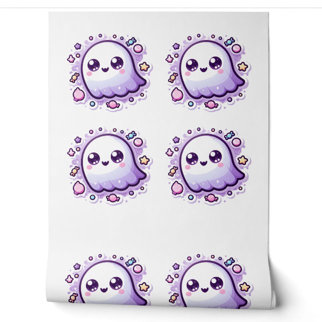 Papier peint Kawaii Ghost Cute Pastel Halloween (Déroulement)