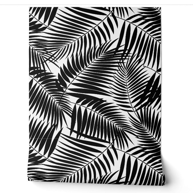 Papier Peint Kona Palms Hawaiian Tropical Leaf - Noir (Déroulement)