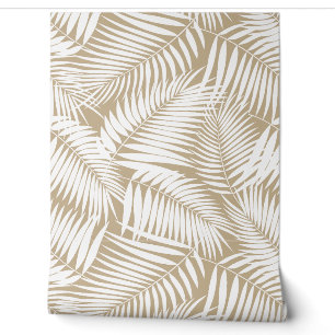 Papier Peint Kona Palms Hawaiian Tropical Leaf - Taupe