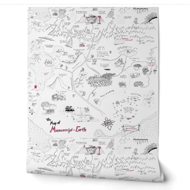 Papier Peint La carte de la Terre Manuscrit (Déroulement)