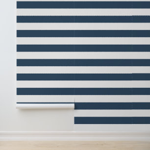 Papier Peint Lac Bleu et Blanc Larges Bandes Horizontales