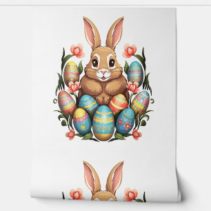 Papier Peint Lapin de Pâques OEufs colorés Chasse aux oeufs de 