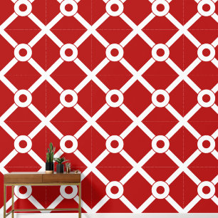 Papier Peint Lattice moderne rouge et blanc