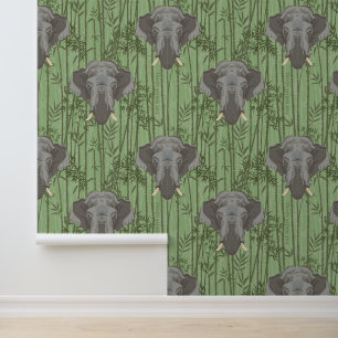 Papier Peint Le Motif blanc des éléphants majestueux Lotus