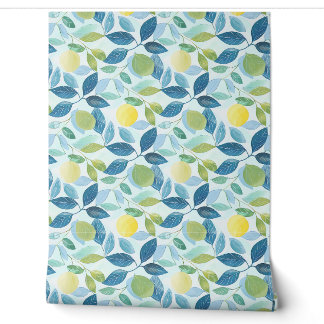 Papier Peint Lemon Grove Petite - Bleu, Vert, Jaune - bio