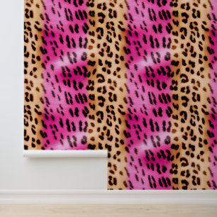Papier Peint Leopard rose crème