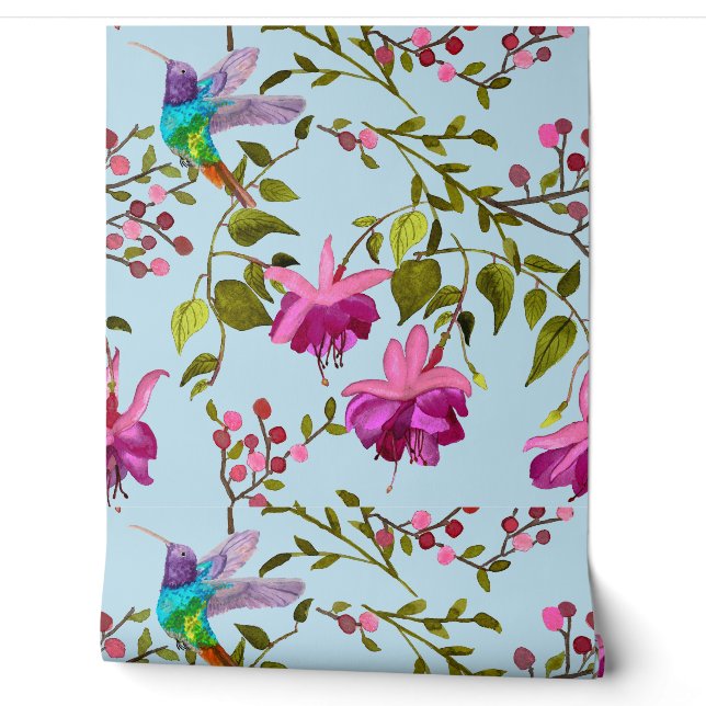 Papier Peint Les Colibris Vont À Fuchsia Bougainvillea (Déroulement)
