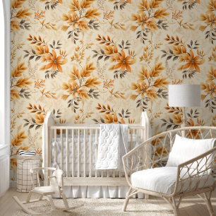 Papier Peint Les fleurs d'or et les Feuilles