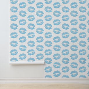 Papier Peint Lèvres Bleues, Motif De Lèvres, Bleu, Baiser