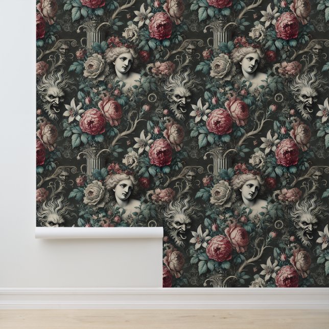 Papier Peint L'hystérie se cache dans les fleurs - gothique vic (Application)