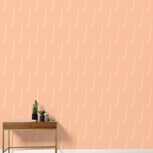 Papier Peint Liens de coeur gris clair sur Rose Bud Peach Orang
