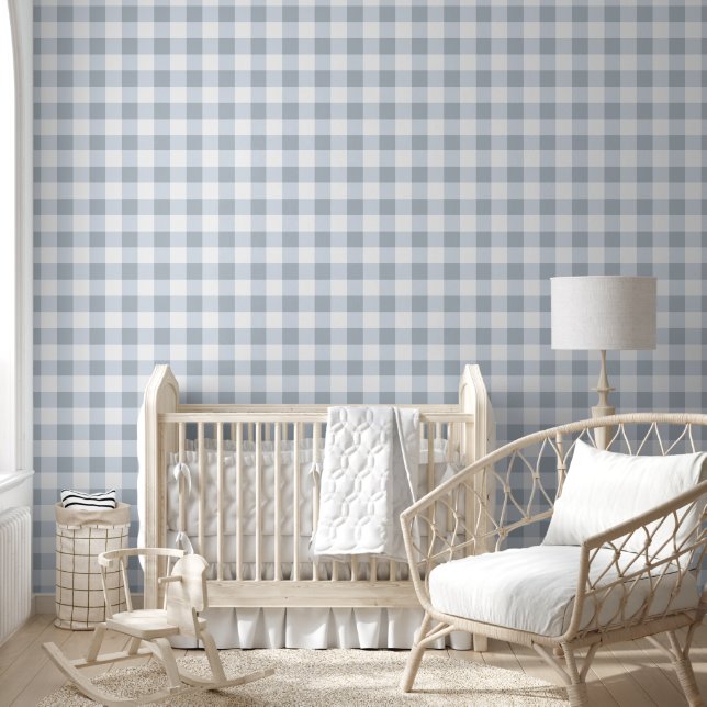 Papier Peint Light Blue and Grey Gingham Seamless Pattern (Enfants)