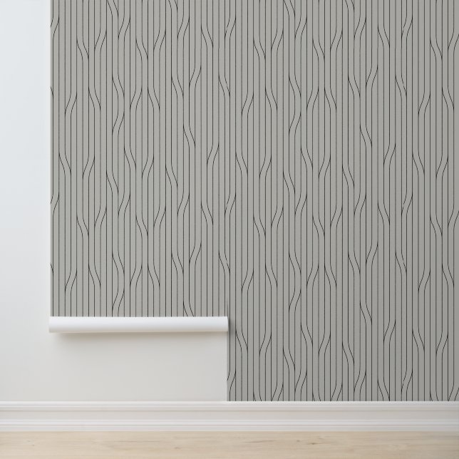 Papier Peint Lignes Abstraites minimales calmes Gris (Application)
