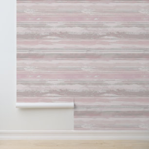 Papier Peint Lignes artistiques croisées horizontales rose
