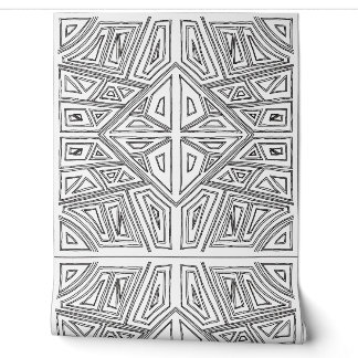 Papier Peint Lignes Audacieuses - Carreaux Symétriques - Blanc 