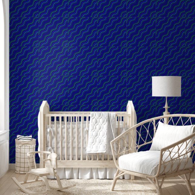 Papier Peint Lignes brillantes bleues et vertes (Enfants)