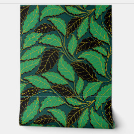 Papier Peint Lignes courbes Branches Feuilles Noir G622