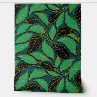 Papier Peint Lignes courbes Branches Feuilles Noir G622