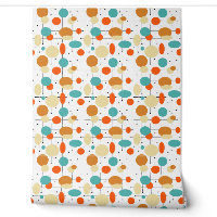 Lignes de Cercles noirs orange turquoise milieu du