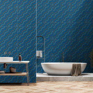 Papier Peint Lignes ondulées turquoise psychédélique