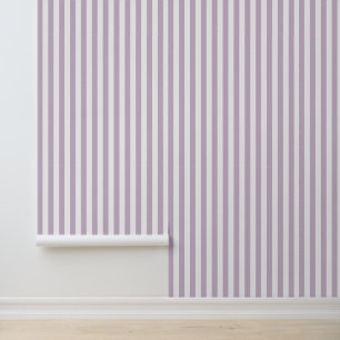 Papier Peint Lila Violet et Blanc Rayures Verticales Classiques