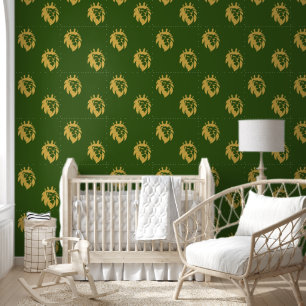 Papier Peint Lion avec couronne - Gold Style 1a