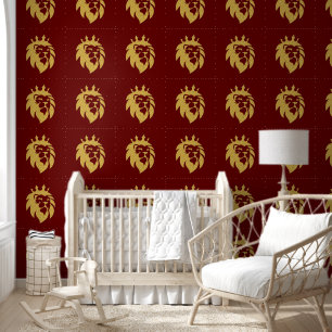 Papier Peint Lion Avec Couronne - Style Or 1