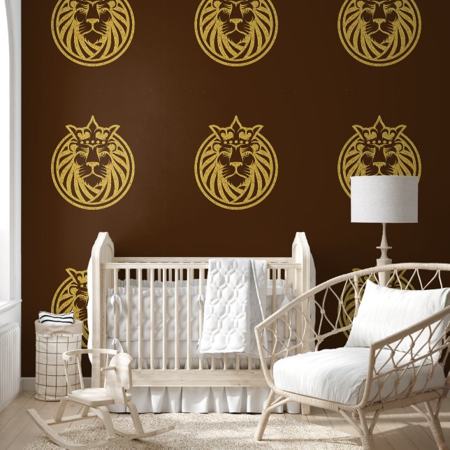 Papier Peint Lion Avec Couronne - Style Or 4 (Enfants)