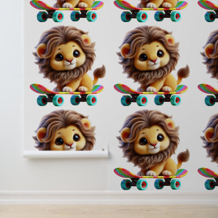 Papier Peint Lion roux sur un rouleau