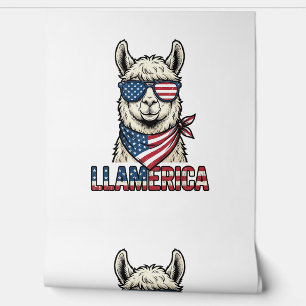 Papier Peint Llamerica Llama Patriotique Design Vector Vintage_