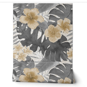 Papier Peint Luana Aquarelle Tropical Floral - Neutral