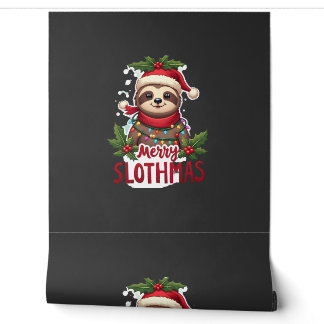 Papier Peint Lumières de Noël drôles de paresseux Joyeux Slothm