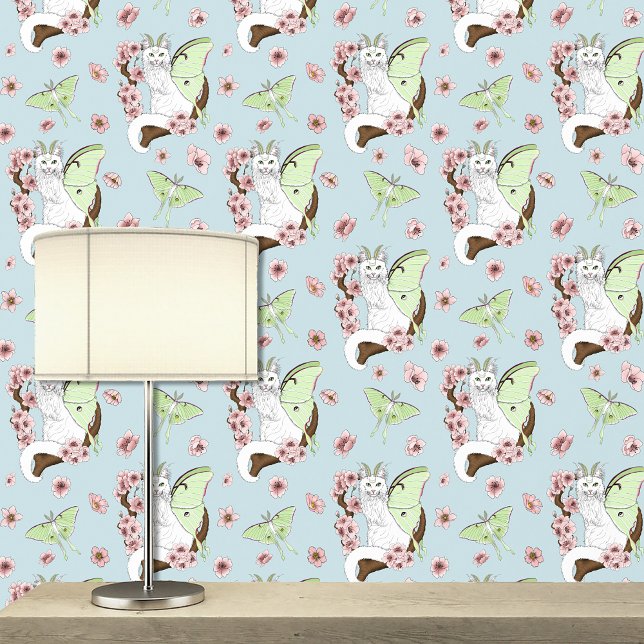 Papier Peint Luna Moth Moth Blanc Chat Vert (Créateur téléchargé)