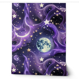Papier peint - Lune céleste lavande violet
