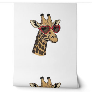 Papier Peint Lunettes de soleil à cœur de girafe gravé vintage